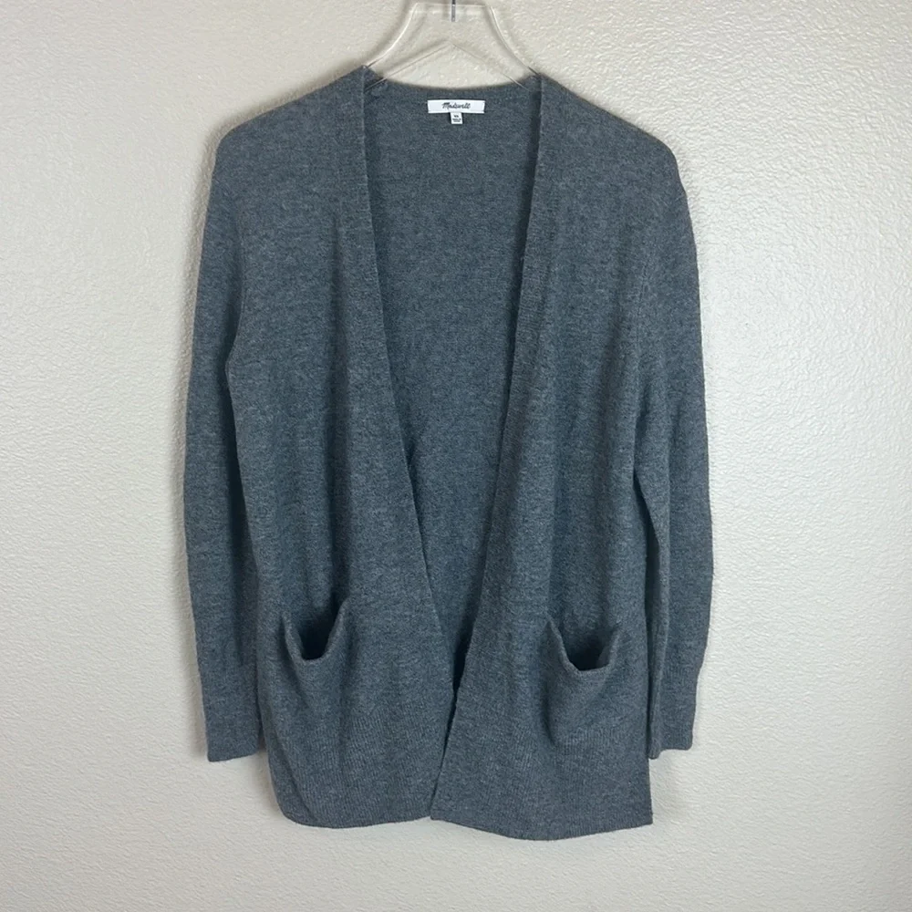 Madewell Cozy Walker Merino Wool Alpaca Blend Cardigan Sweater in Grey - Picture 3 of 10